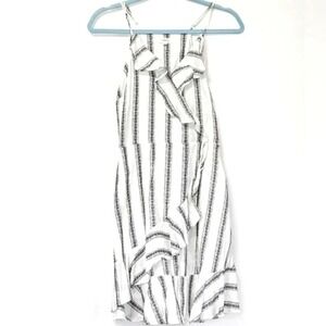Lydelle Womens Striped Ruffle Mini Dress White Black Sleeveless Size‎ Large